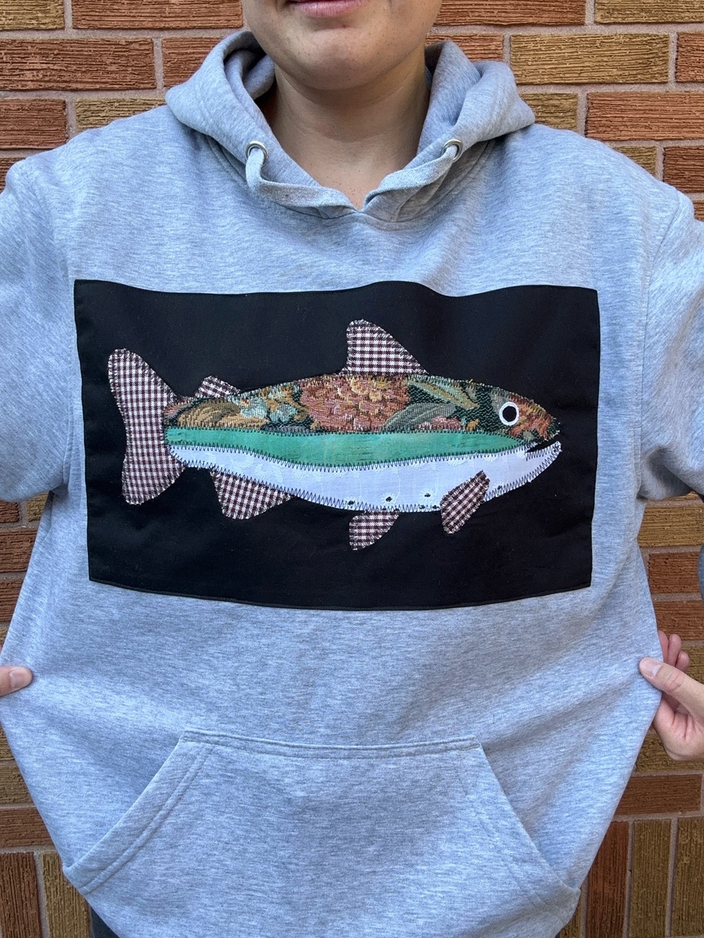 Upcycled Patchwork Trout Fish Sweater